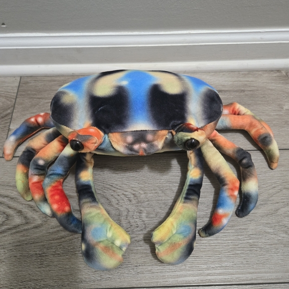 Crab Plush Stuffed Animal With 10 Legs 9" x 7" Colorful Tie Dye Soft Oceanlife - Picture 5 of 7